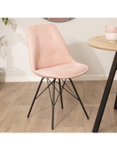 Silla de poliéster en rosa con patas metal 2