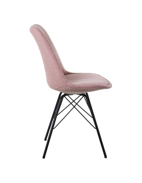 Silla de poliéster en rosa con patas metal