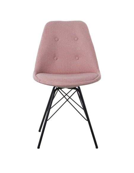 Silla de poliéster en rosa con patas metal