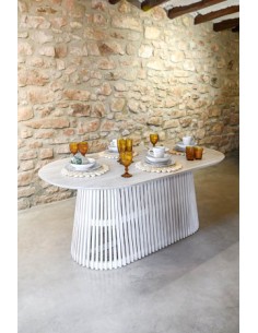 Mesa de comedor ovalada blanca 2