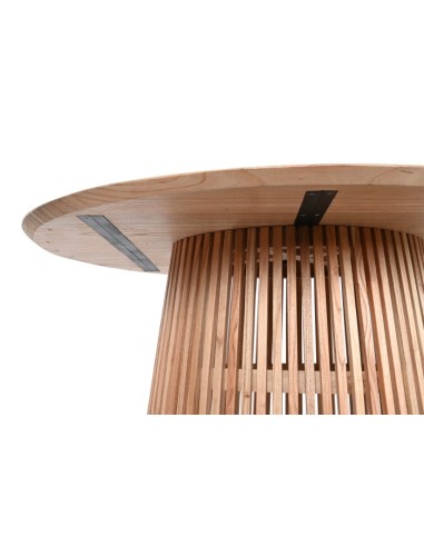 Mesa de comedor redonda natural.