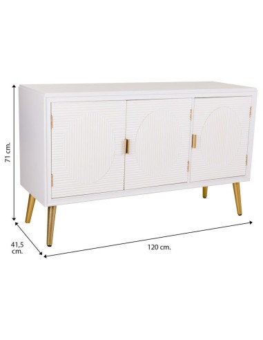 Aparador Blanco y Oro 3 puertas