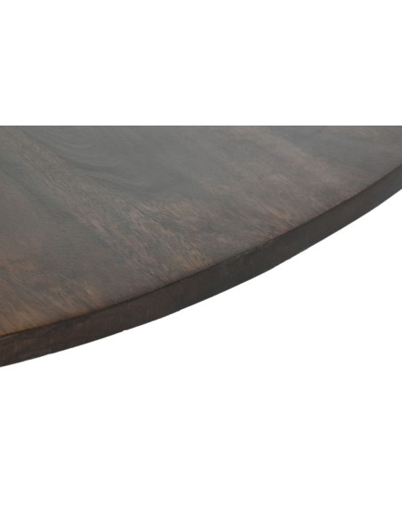 Mesa de comedor de mango marrón oscuro.