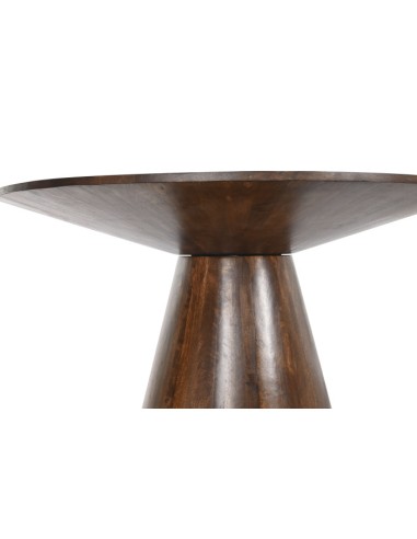 Mesa de comedor de mango marrón oscuro.