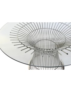 Mesa de comedor de acero y cristal. 2