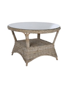 Mesa de comedor de ratán natural. 2
