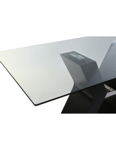 Mesa de comedor de madera y cristal. 2