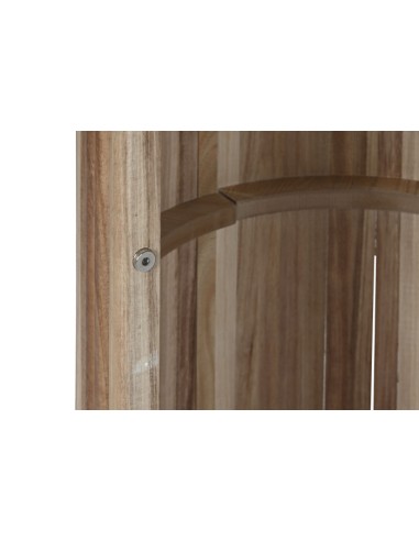 Mesa de comedor ovalada con puertas.