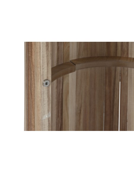 Mesa de comedor ovalada con puertas.