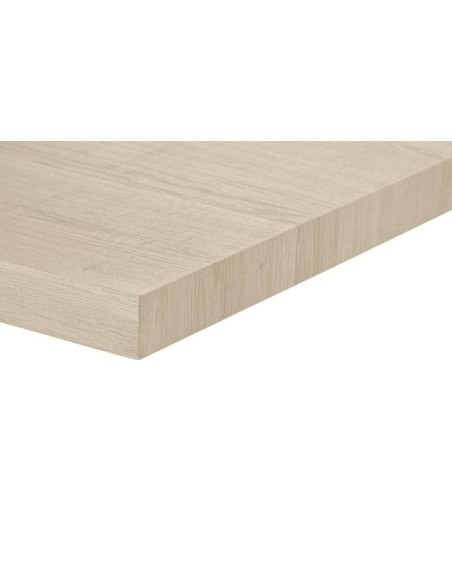 Mesa de comedor madera natural y patas de metal.