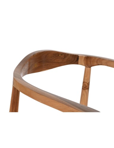 Silla de teca marrón y ratán