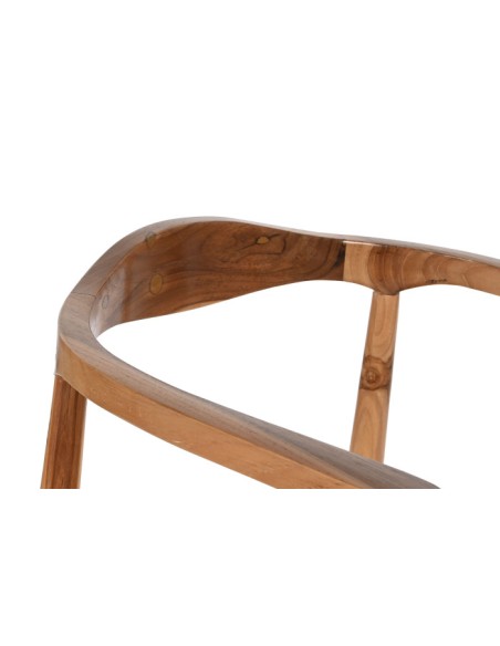 Silla de teca marrón y ratán