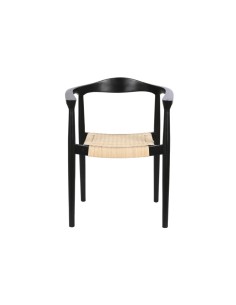 Silla de teca y ratán en negro 2