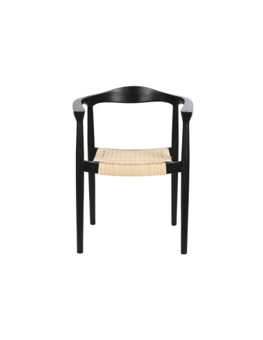 Silla de teca y ratán en negro