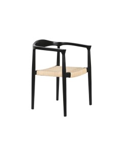Silla de teca y ratán en negro
