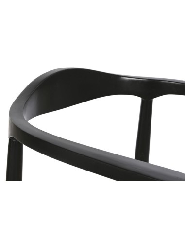 Silla de teca y ratán en negro