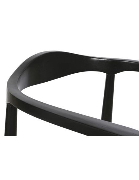 Silla de teca y ratán en negro