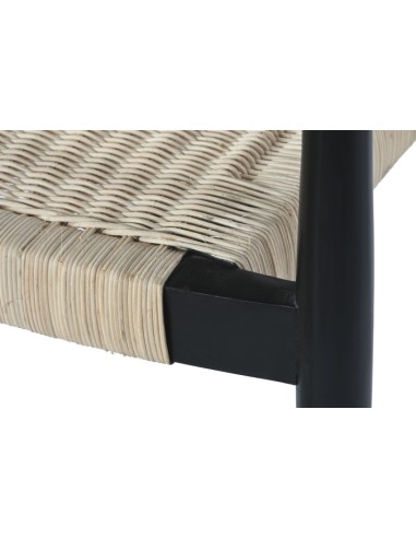 Silla de teca y ratán en negro