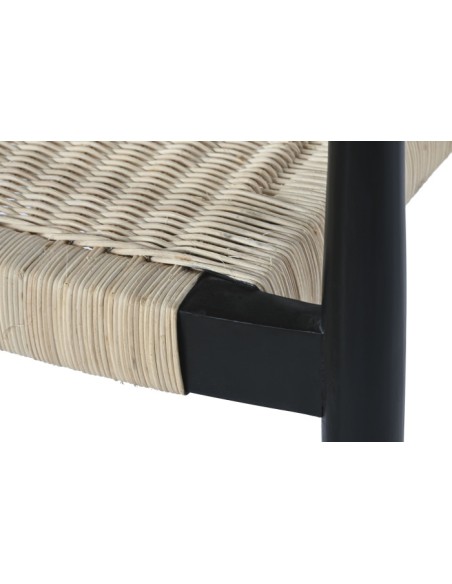 Silla de teca y ratán en negro