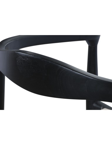 Silla de teca y ratán en negro