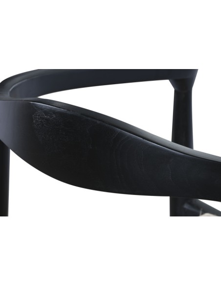 Silla de teca y ratán en negro