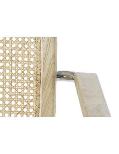 Silla madera de olmo y ratán marrón claro.