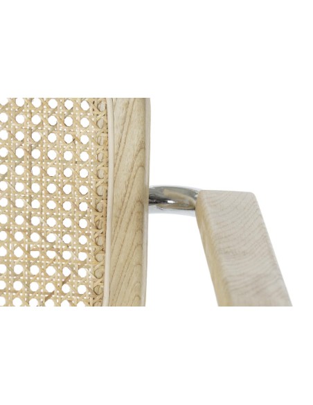 Silla madera de olmo y ratán marrón claro.