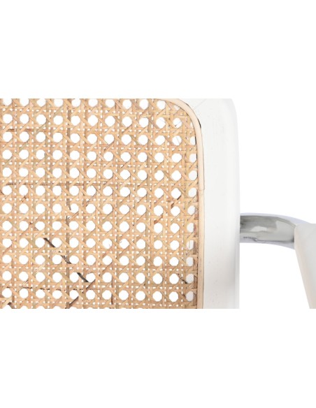 Silla de madera de olmo y ratán blanca y marrón claro