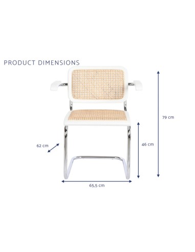 Silla de madera de olmo y ratán blanca y marrón...