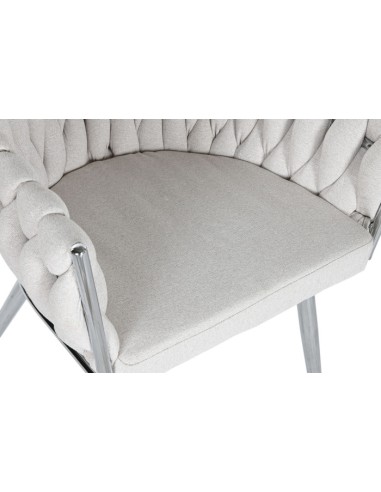 Silla poliéster trenzada beige.