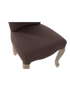 Silla de lino marrón en madera rubberwood 2