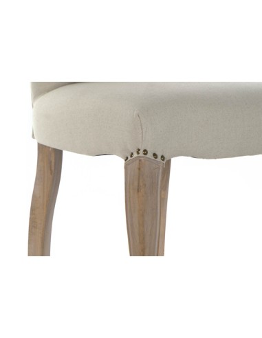 Silla de lino beige madera de rubberwood.