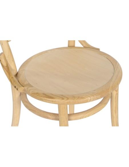 Silla madera de olmo y ratán natural.