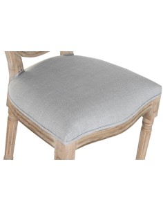 Silla de lino gris claro en madera rubberwood. 2