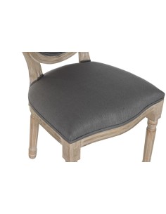 Silla de lino gris oscuro en madera de rubberwood. 2