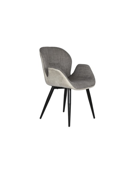 Silla de pu en gris oscuro con patas metal.