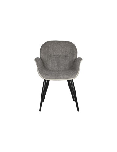 Silla de pu en gris oscuro con patas metal.