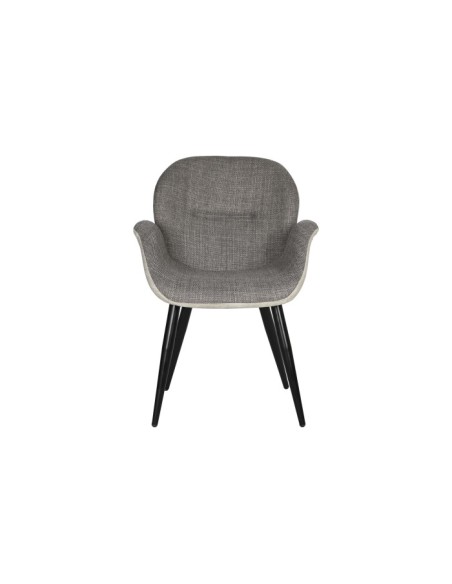 Silla de pu en gris oscuro con patas metal.