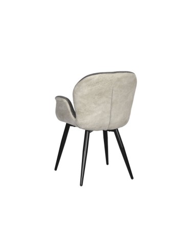 Silla de pu en gris oscuro con patas metal.