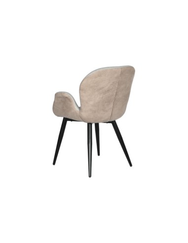 Silla de pu en beige con patas de metal.