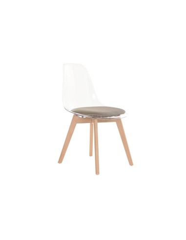 silla policarbonato base beige