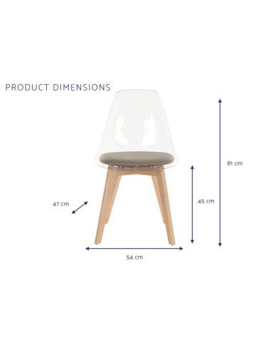 silla policarbonato base beige