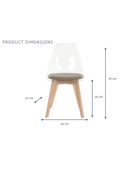 silla policarbonato base beige