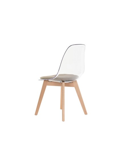 silla policarbonato base beige
