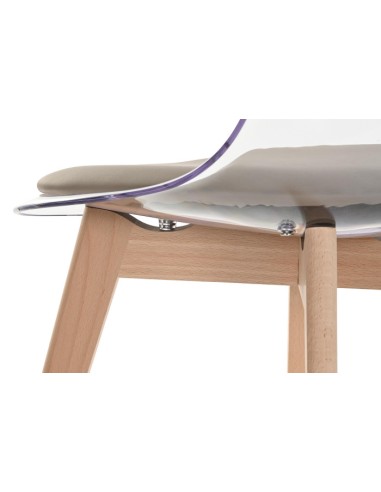 silla policarbonato base beige