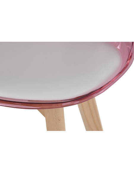 Silla pvc en rosa con cojín.