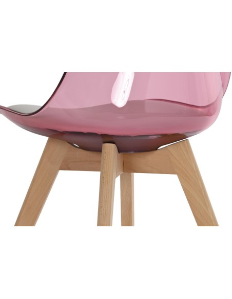 Silla pvc en rosa con cojín.