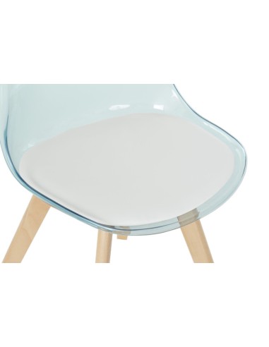 Silla pvc en azul con cojín.