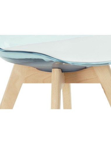 Silla pvc en azul con cojín.