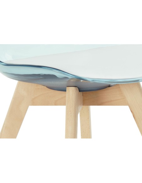 Silla pvc en azul con cojín.